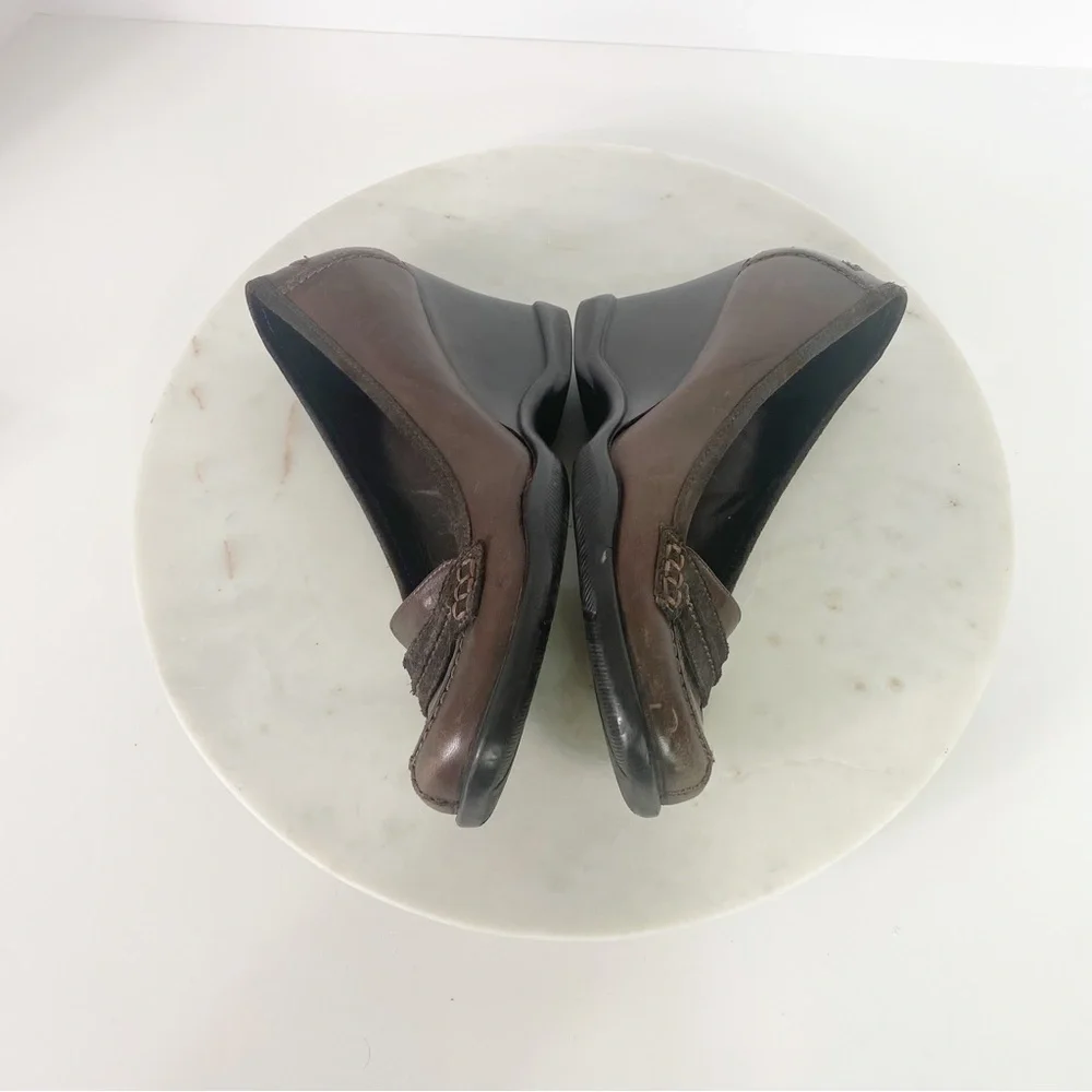 Gianni Bini Grandmacore Retro Brown Pump Shoe Wedge Womens 6.5 Square Toe